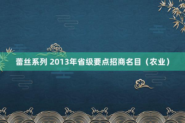 蕾丝系列 2013年省级要点招商名目（农业）