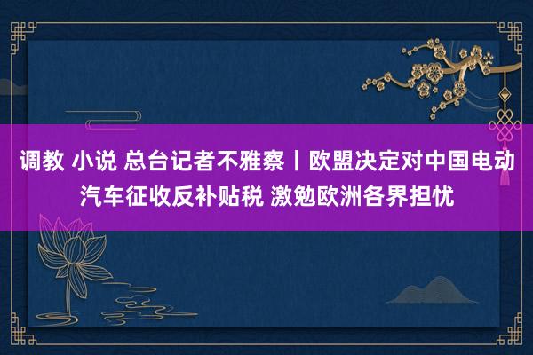 调教 小说 总台记者不雅察丨欧盟决定对中国电动汽车征收反补贴税 激勉欧洲各界担忧