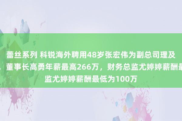 蕾丝系列 科锐海外聘用48岁张宏伟为副总司理及董事会文告，董事长高勇年薪最高266万，财务总监尤婷婷薪酬最低为100万