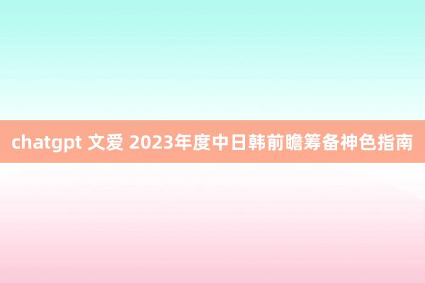 chatgpt 文爱 2023年度中日韩前瞻筹备神色指南