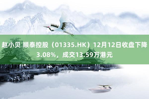 赵小贝 顺泰控股（01335.HK）12月12日收盘下降3.08%，成交13.59万港元